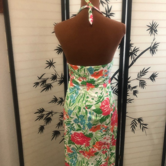Chaps Summery Floral Halter Dress Size 12 Vintage Marilyn Monroe Halter Style - Picture 5 of 15